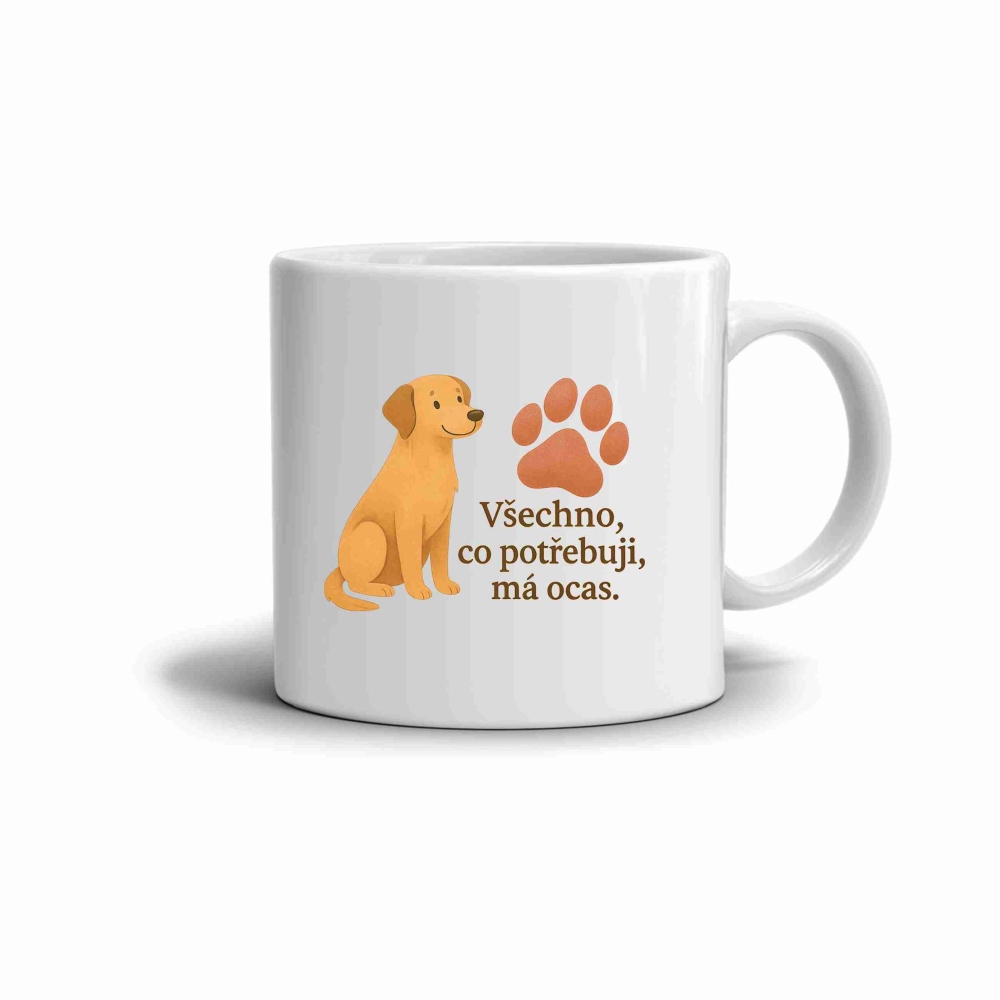 Fehér kerámia bögre 330ml képpel - kutya és farok