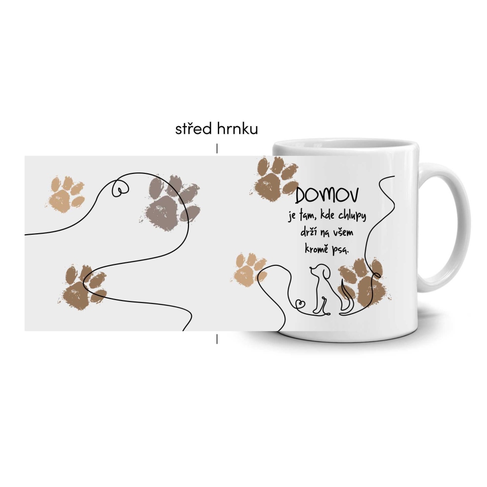 Fehér kerámia bögre 330ml képpel - kutyaház (világos téma)