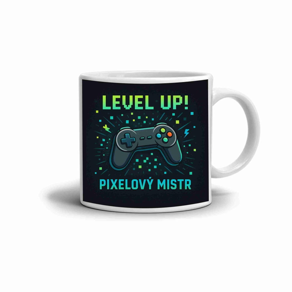 Fehér kerámia bögre 330ml képpel - pixel master