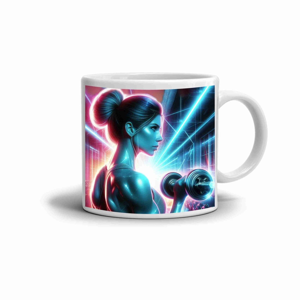 Fehér kerámia bögre 330ml képpel - erőnléti edzés