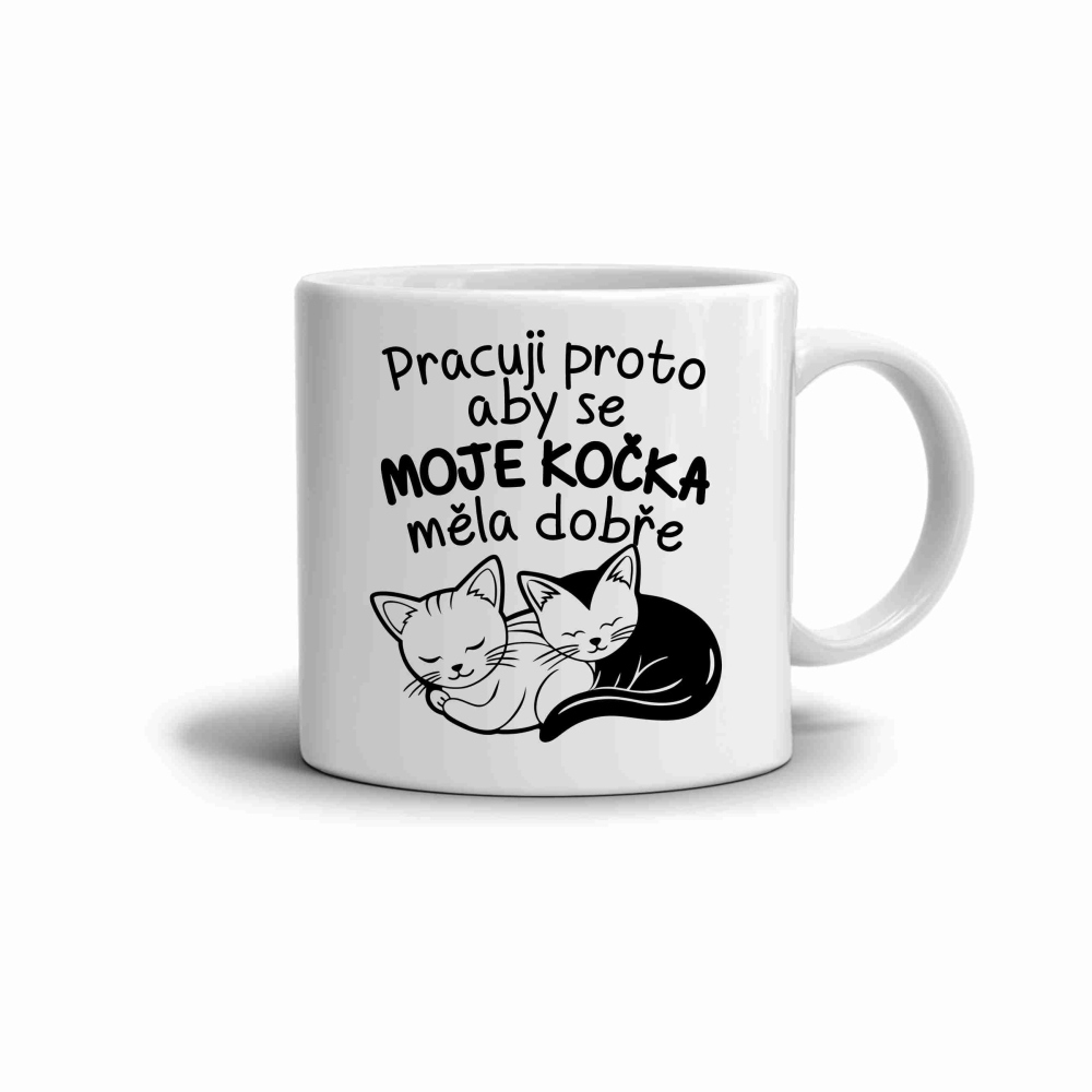 Fehér kerámia bögre 330ml képpel - A macskámnak dolgozom