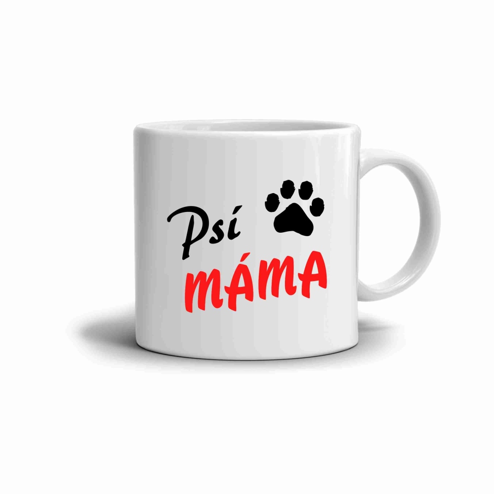Fehér kerámia bögre 330ml képpel - kutyaanya (piros változat)