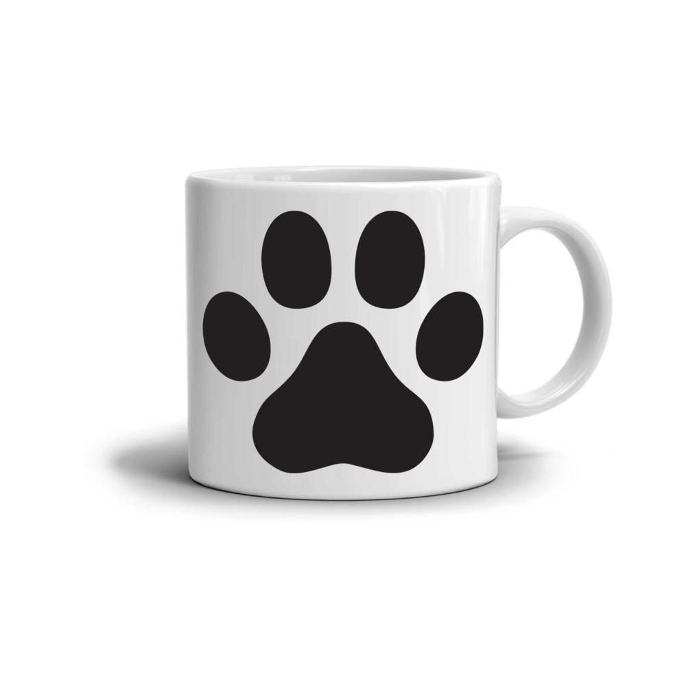 Fehér kerámia bögre 330ml képpel - Kutya mancs