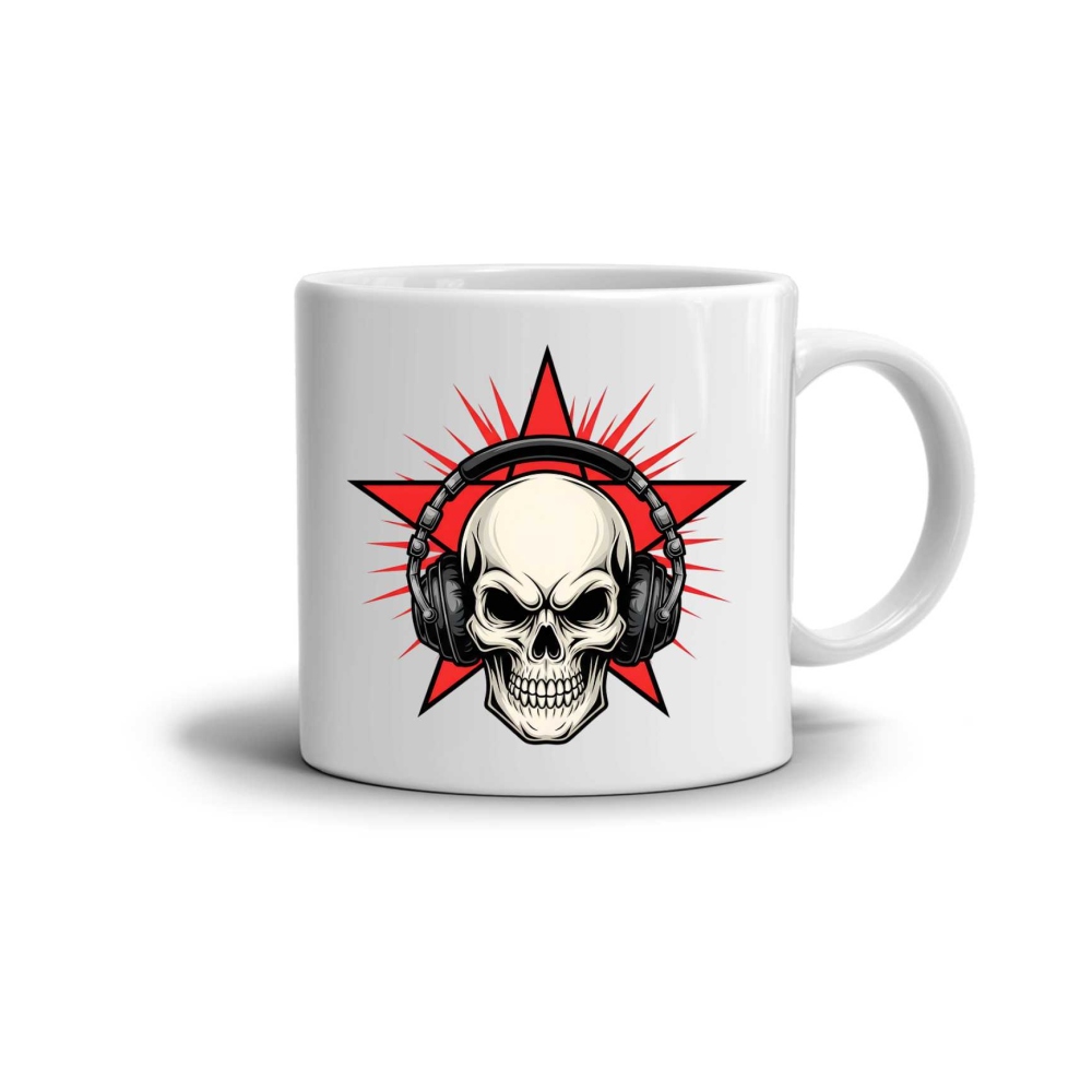 Fehér kerámia bögre 330ml képpel - szikla koponya