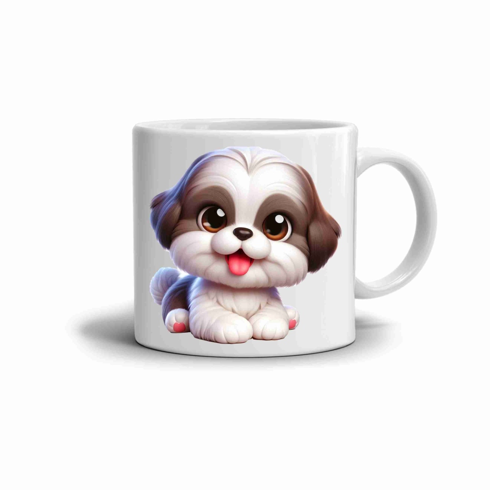 Fehér kerámia bögre 330ml képpel - aranyos kutya