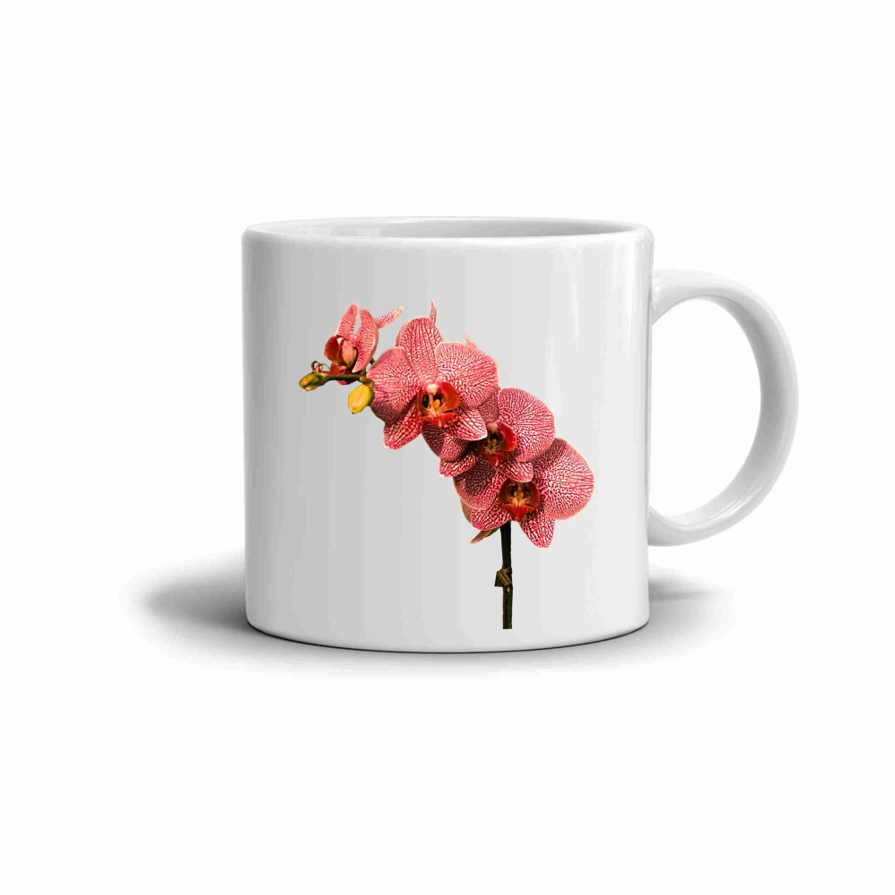 Fehér kerámia bögre 330ml képpel - rózsaszín orchidea