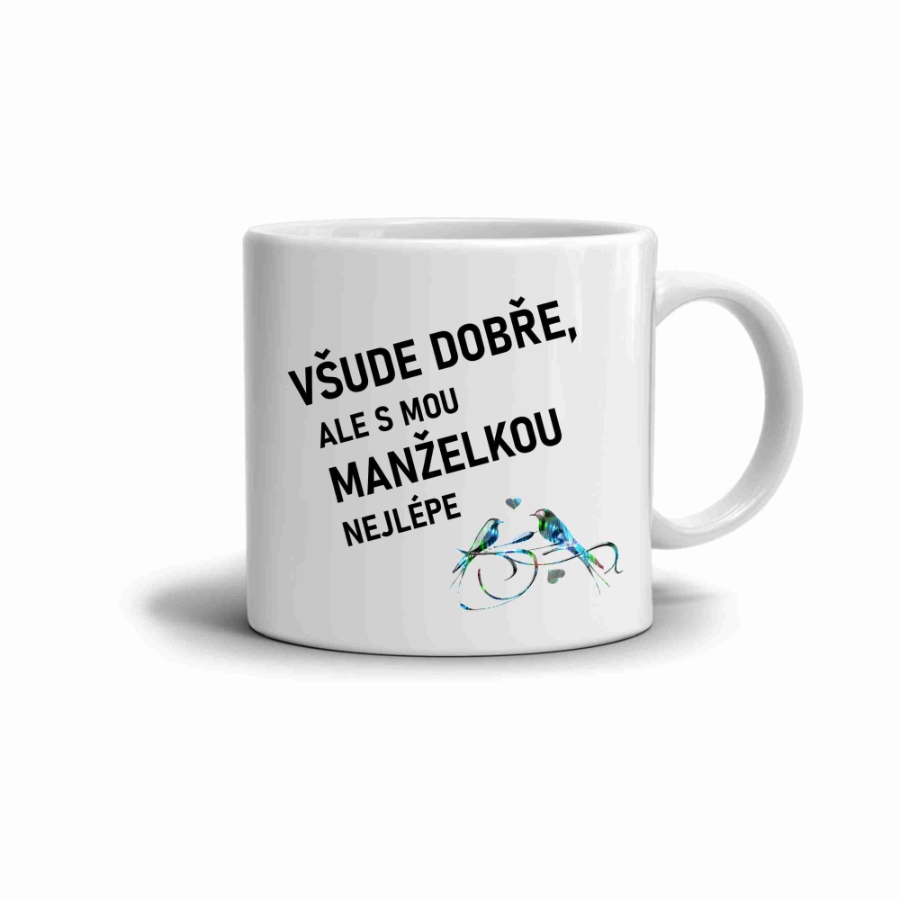 Fehér kerámia bögre 330ml képpel - legjobb a feleséggel