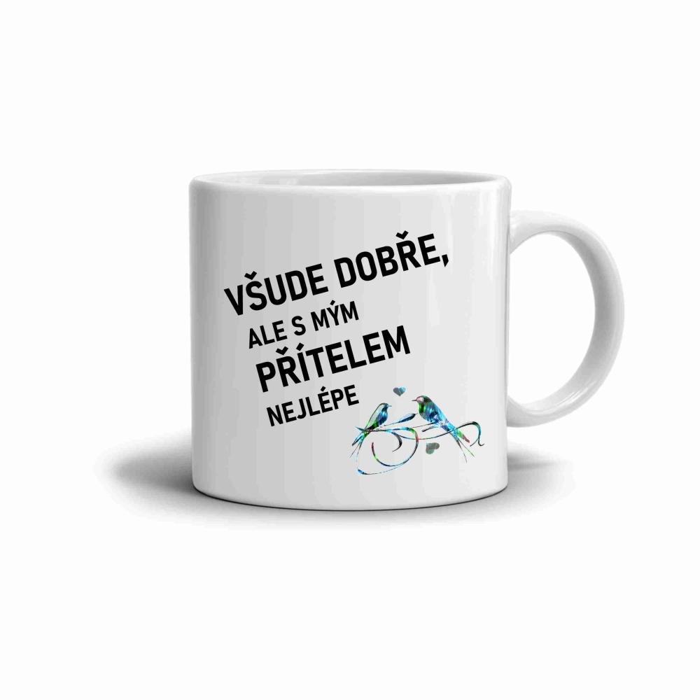 Fehér kerámia bögre 330ml képpel - legjobb a baráttal