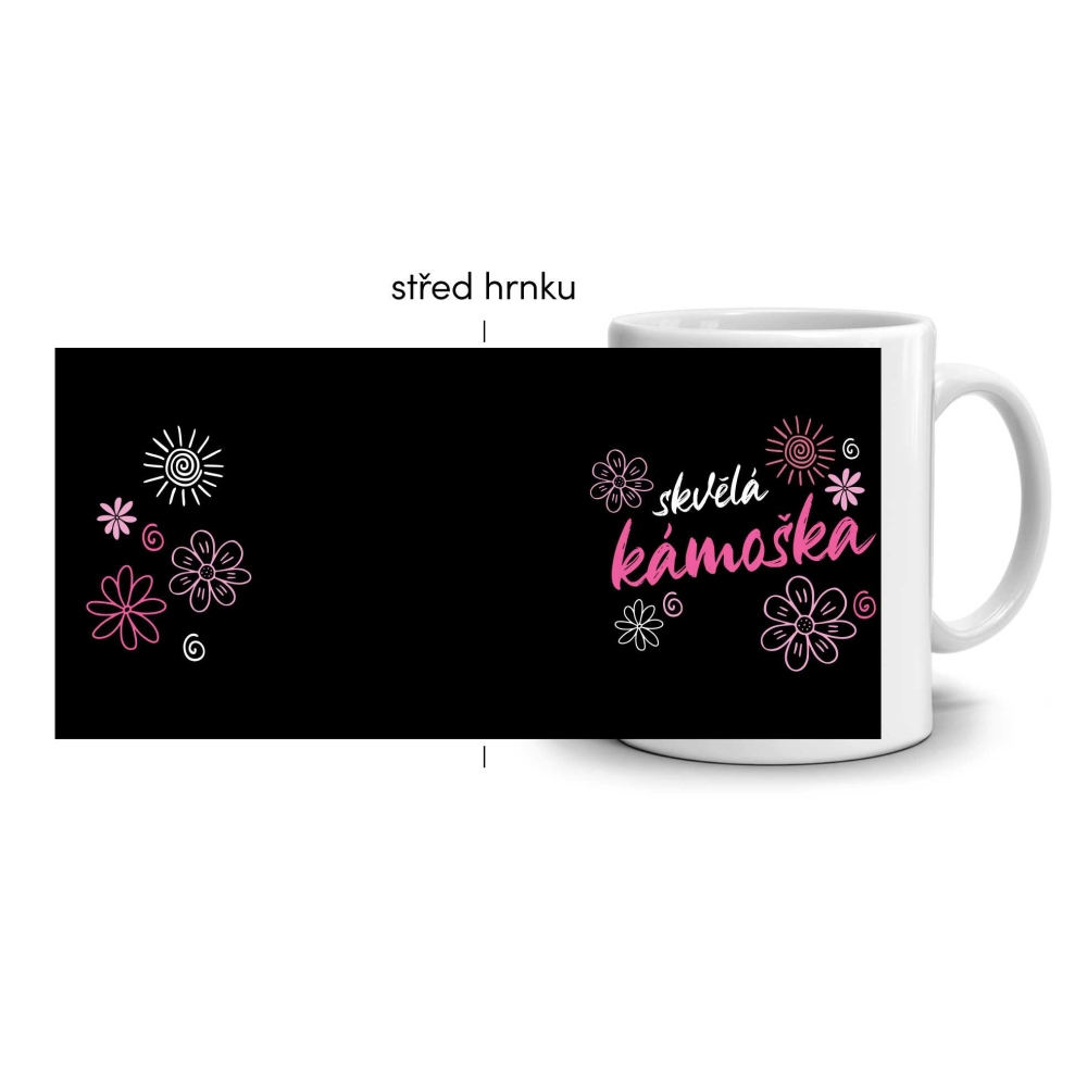 Fehér kerámia bögre 330ml képpel - nagyszerű barát (sötét téma)