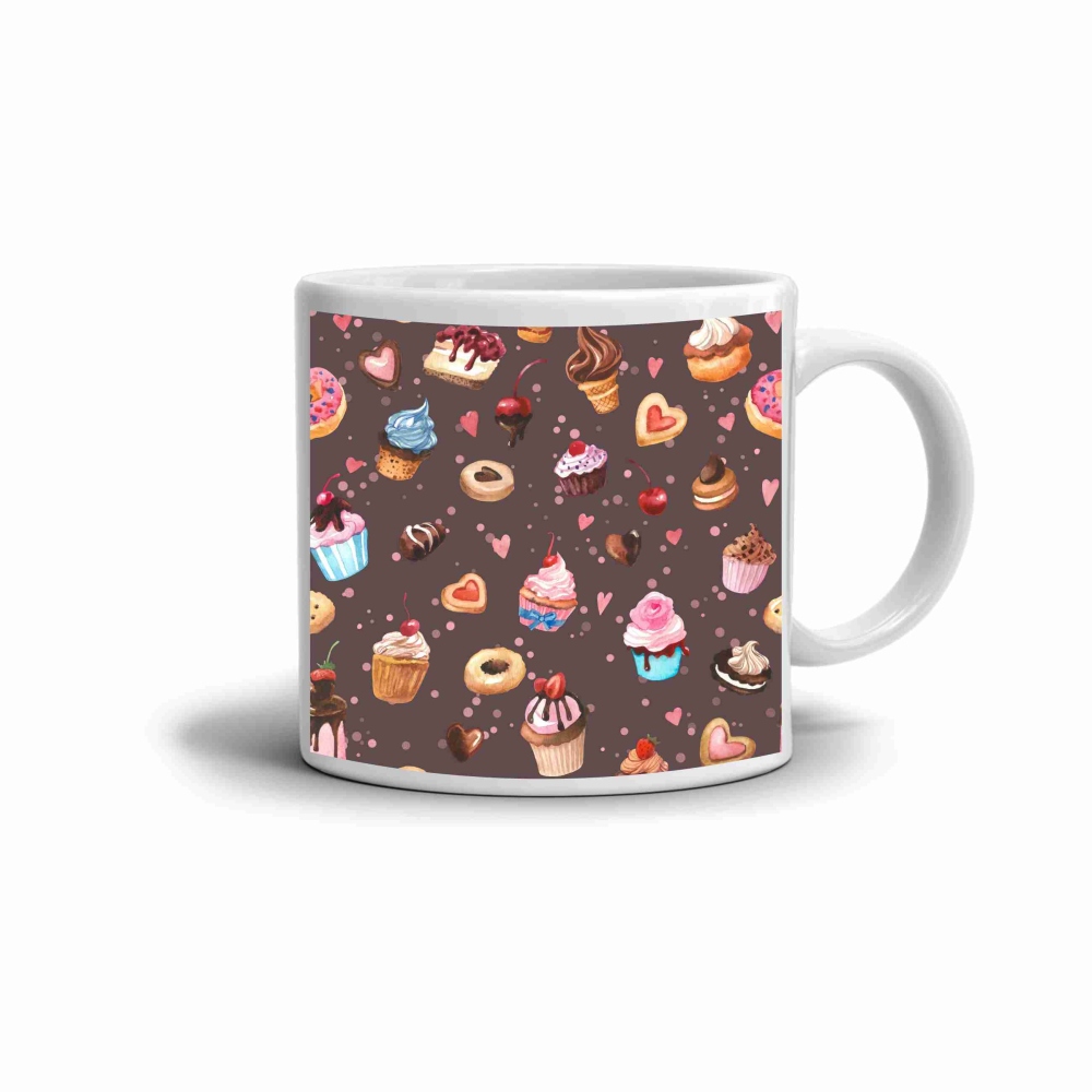 Fehér kerámia bögre 330ml képpel - édes kísértés