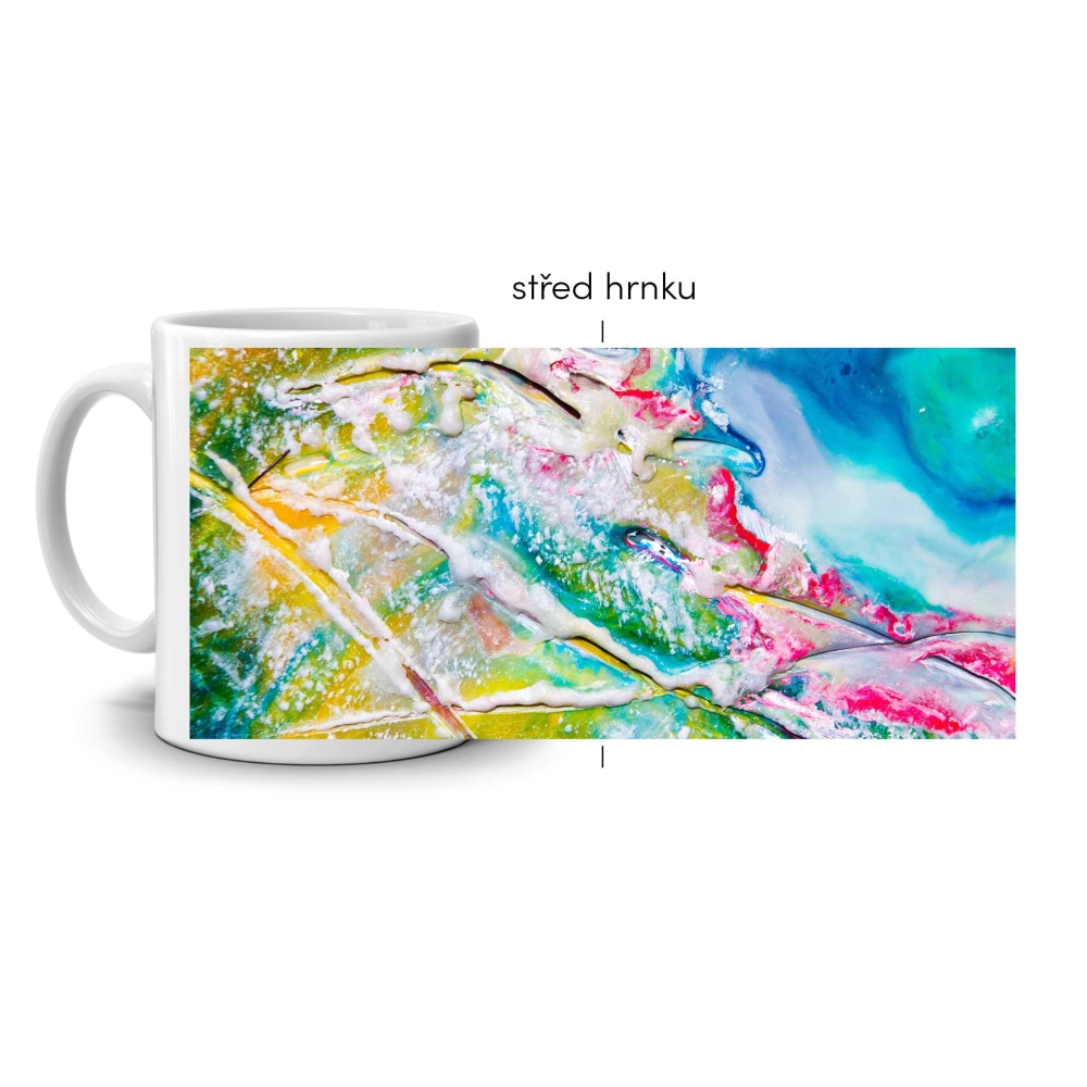 Fehér kerámia bögre 330ml képpel - színek fúziója