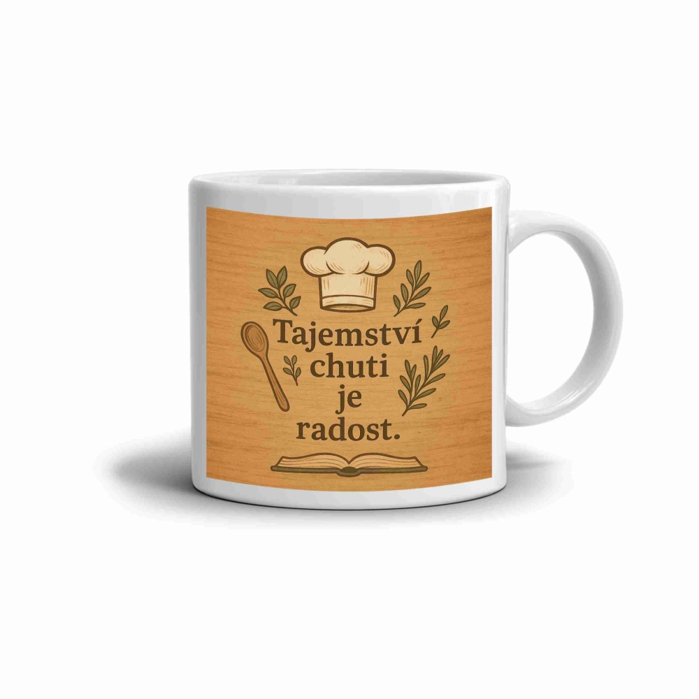 Fehér kerámia bögre 330ml képpel - az ízlés titka