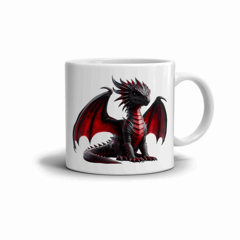 Fehér kerámia bögre 330ml képpel - sötét sárkány