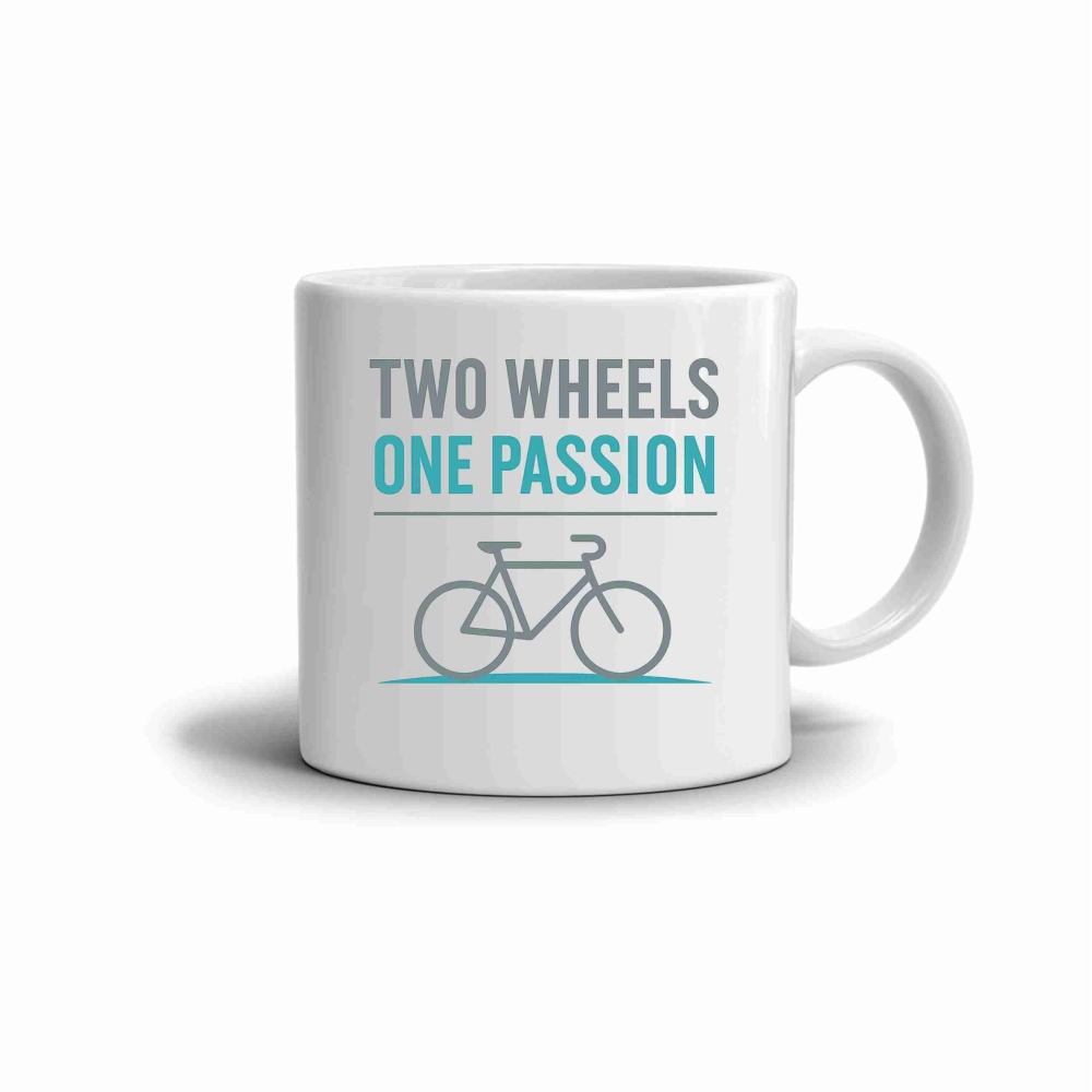 Fehér kerámia bögre 330ml képpel - két kerék