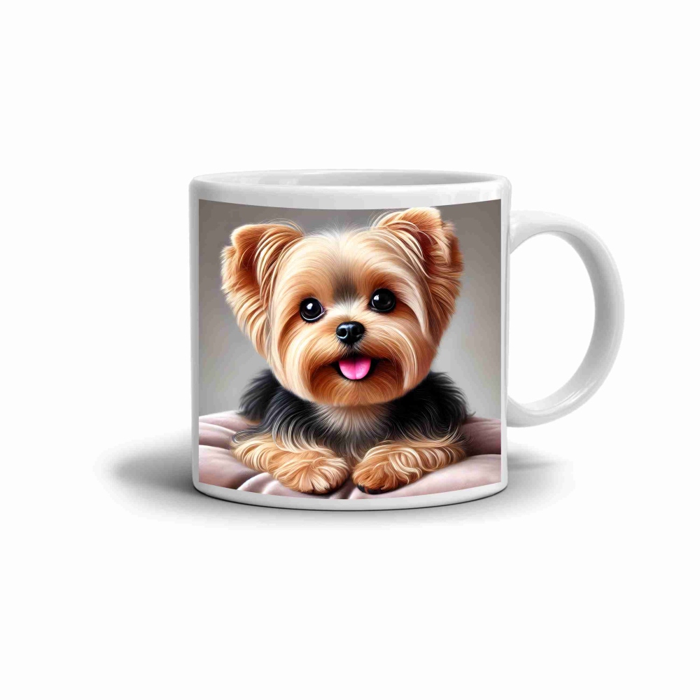 Fehér kerámia bögre 330ml képpel - kis yorkshire mosoly