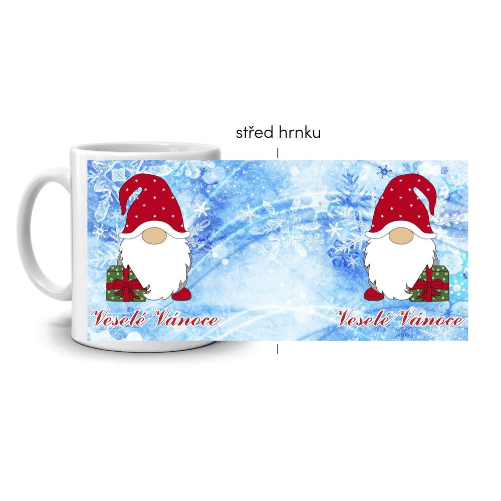 Fehér kerámia bögre 330ml képpel - Karácsonyi manók