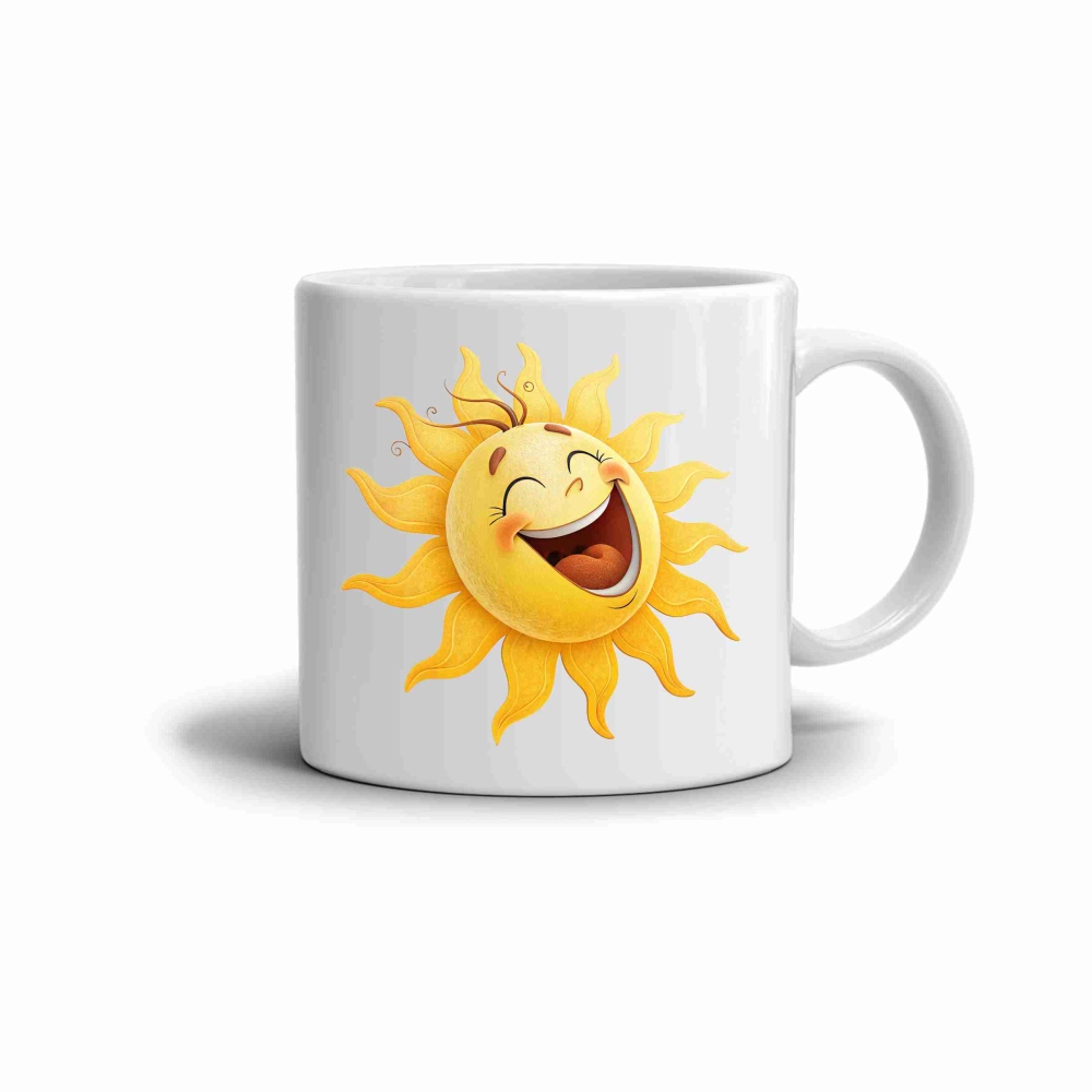 Fehér kerámia bögre 330ml képpel - vidám nap