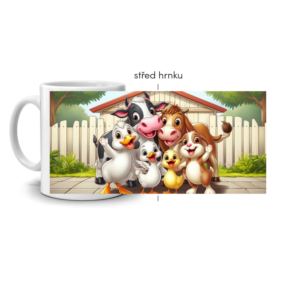 Fehér kerámia bögre 330ml képpel - vidám hátsó udvar