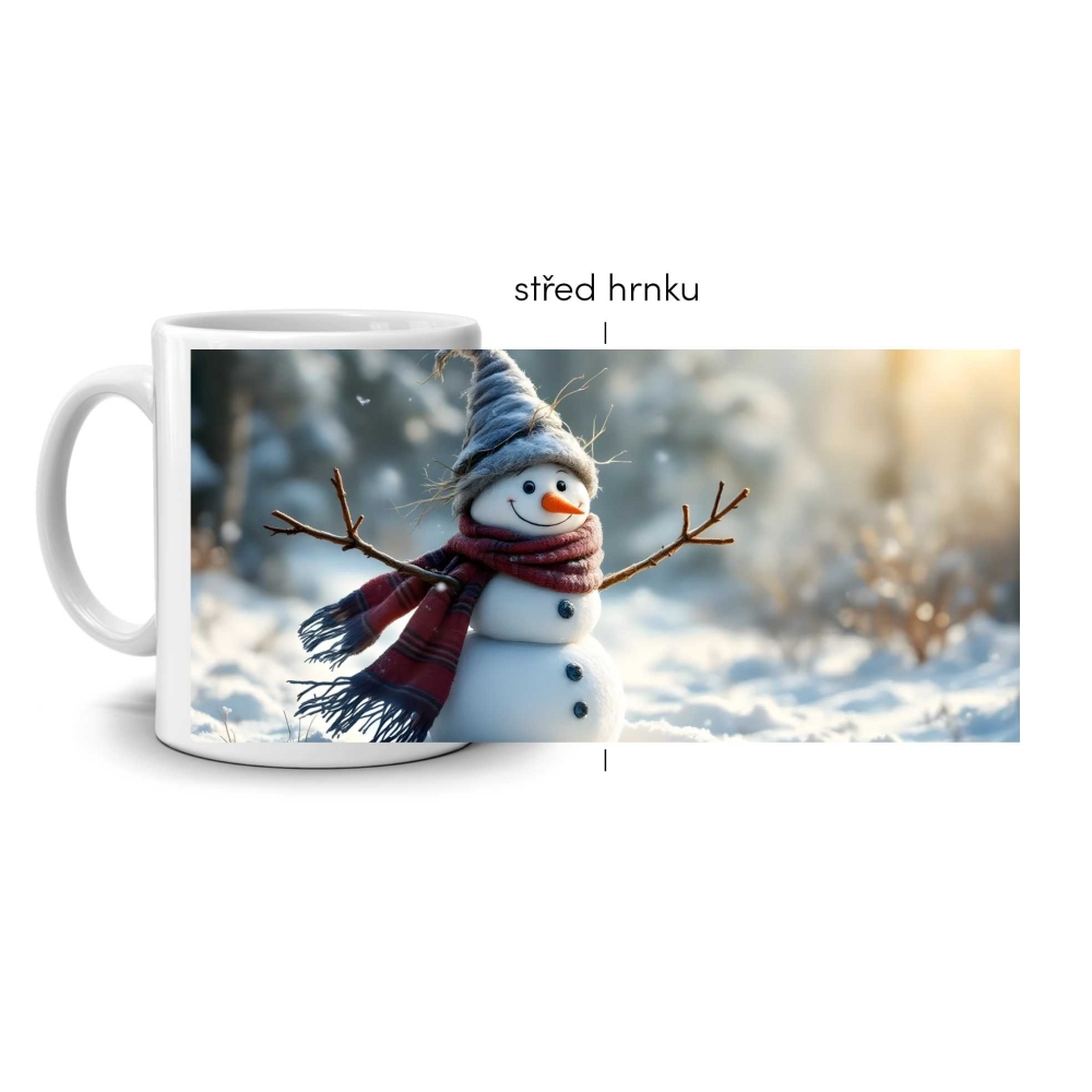 Fehér kerámia bögre 330ml képpel - vidám hóember