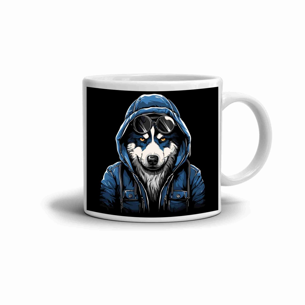 Fehér kerámia bögre 330ml képpel - farkas lázadó