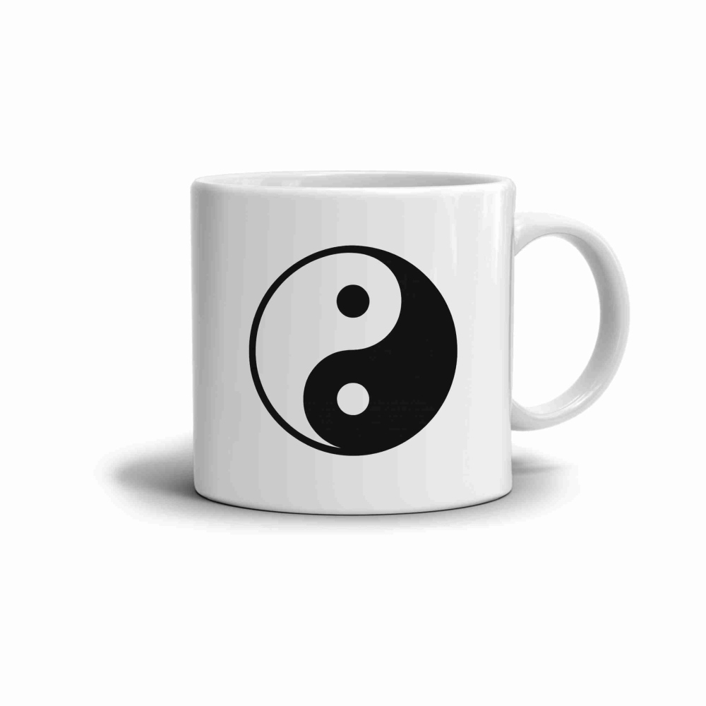 Fehér kerámia bögre 330ml képpel - yin és yang