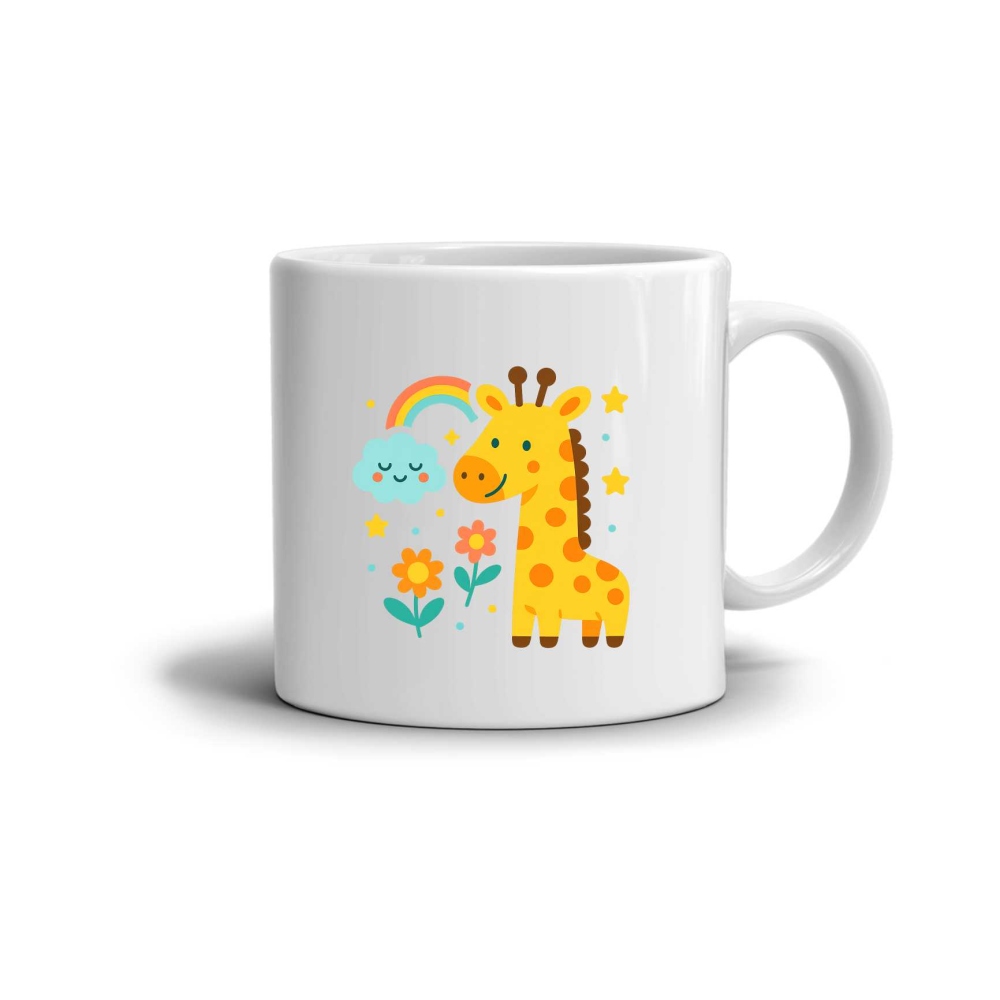 Fehér kerámia bögre 330ml képpel - zsiráf