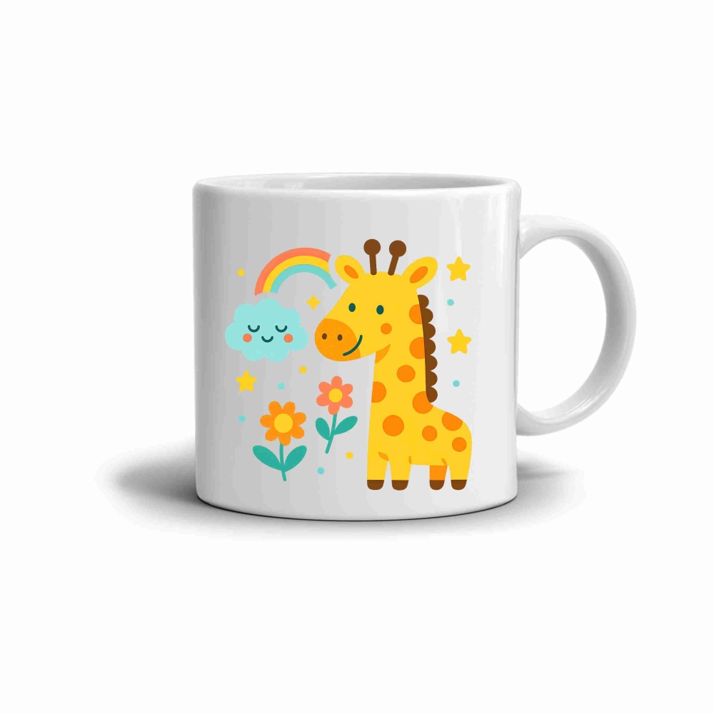 Fehér kerámia bögre 330ml képpel - zsiráf