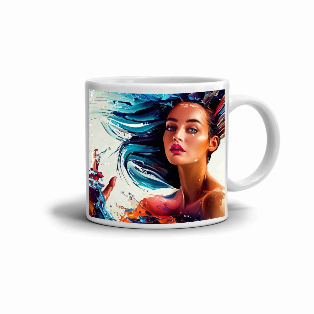 Fehér kerámia bögre 330ml képpel - elemi szépség