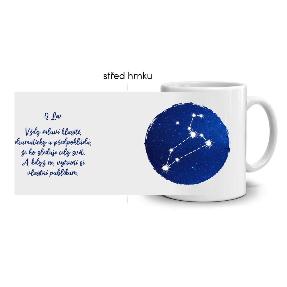 Fehér kerámia bögre 330ml képpel - Oroszlán jegy