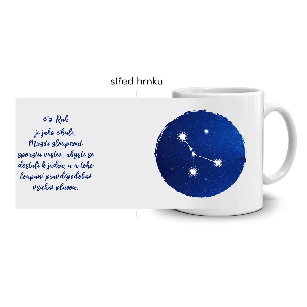 Fehér kerámia bögre 330ml képpel - Rák jegy