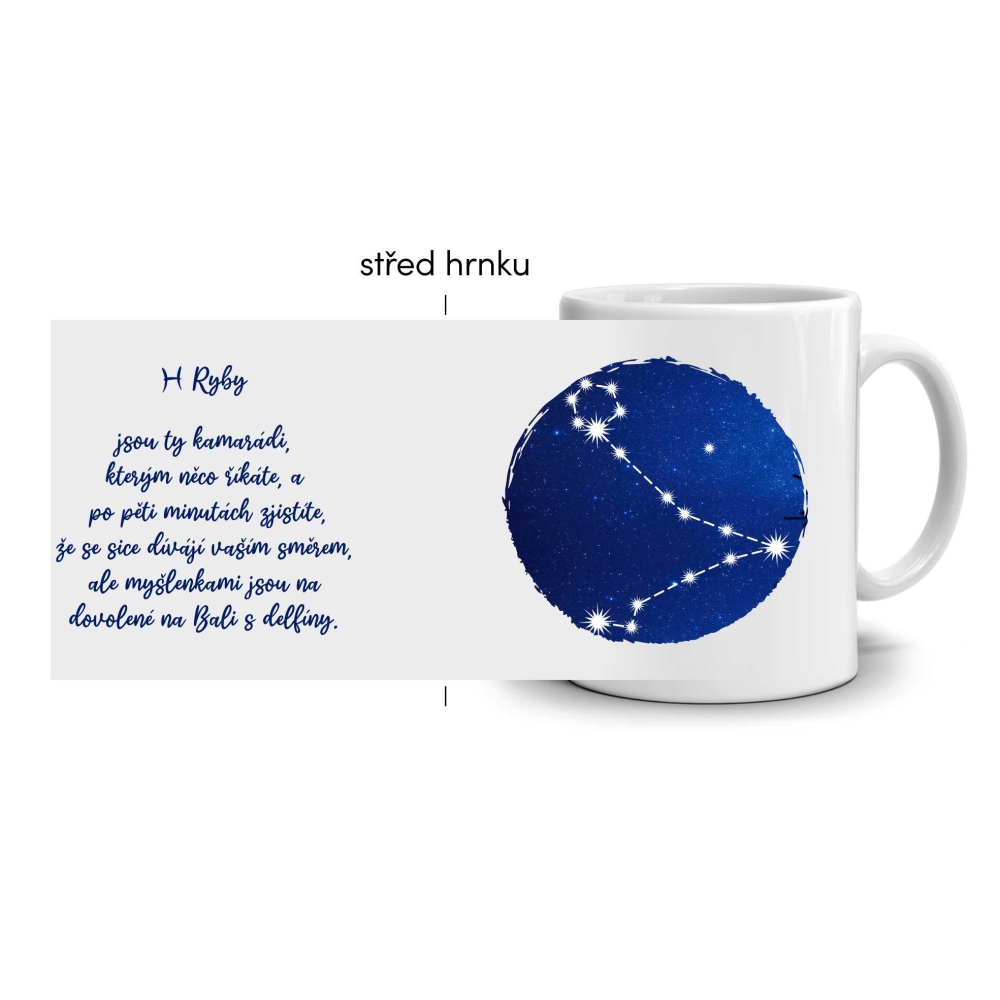 Fehér kerámia bögre 330ml képpel - Halak jegy