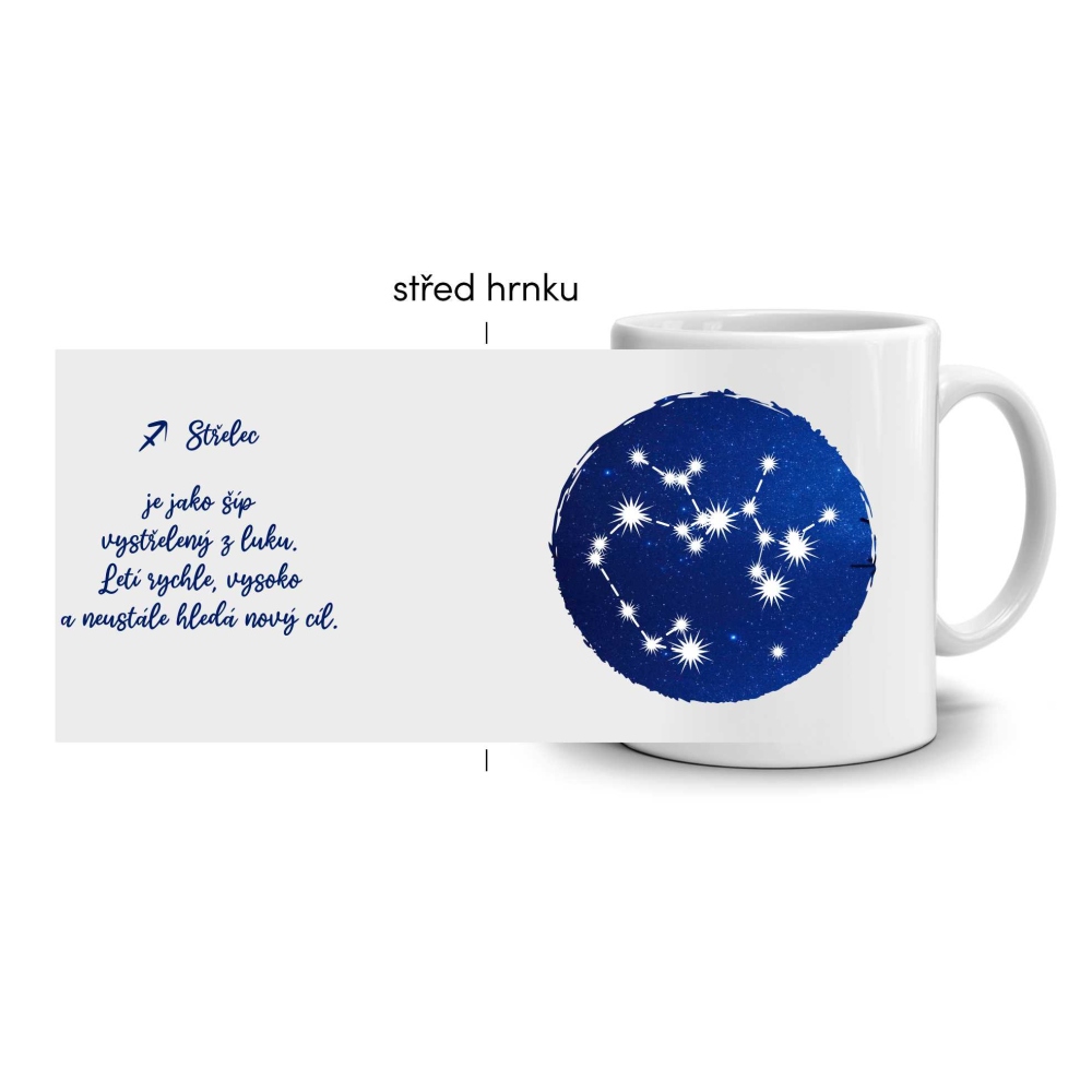 Fehér kerámia bögre 330ml képpel - Nyilas jegy