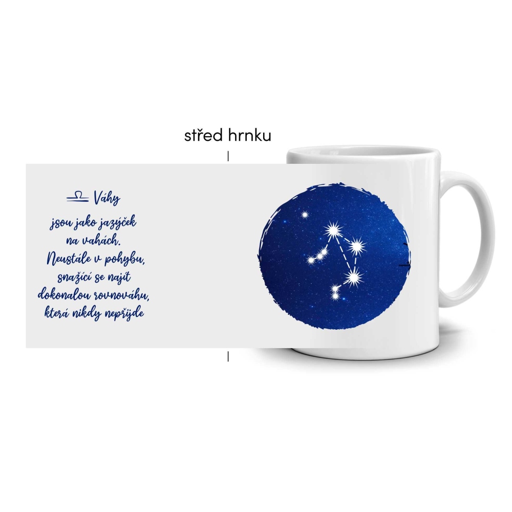 Fehér kerámia bögre 330ml képpel - Mérleg jegy