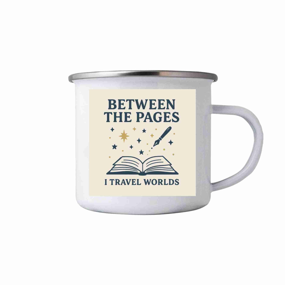 Fehér bádogbögre 380ml képpel - az oldalak között