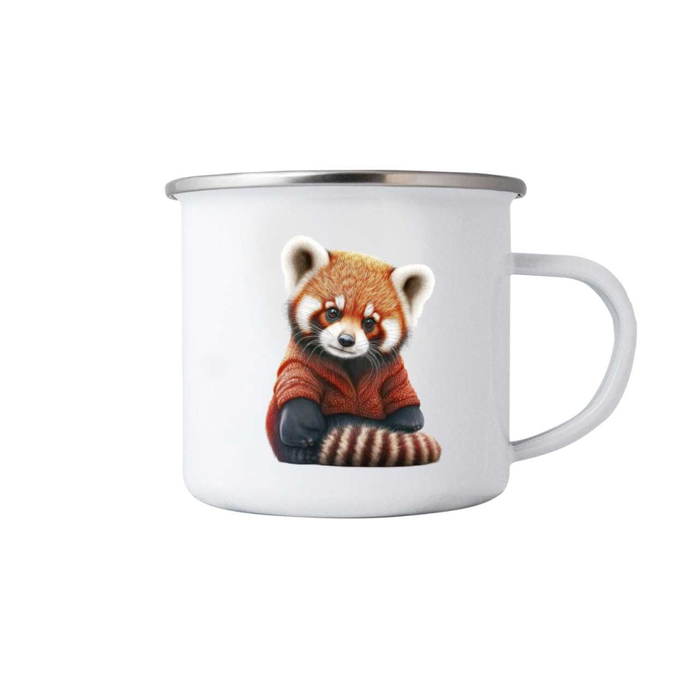 Fehér bögre 380ml képpel - vörös panda pulóverben