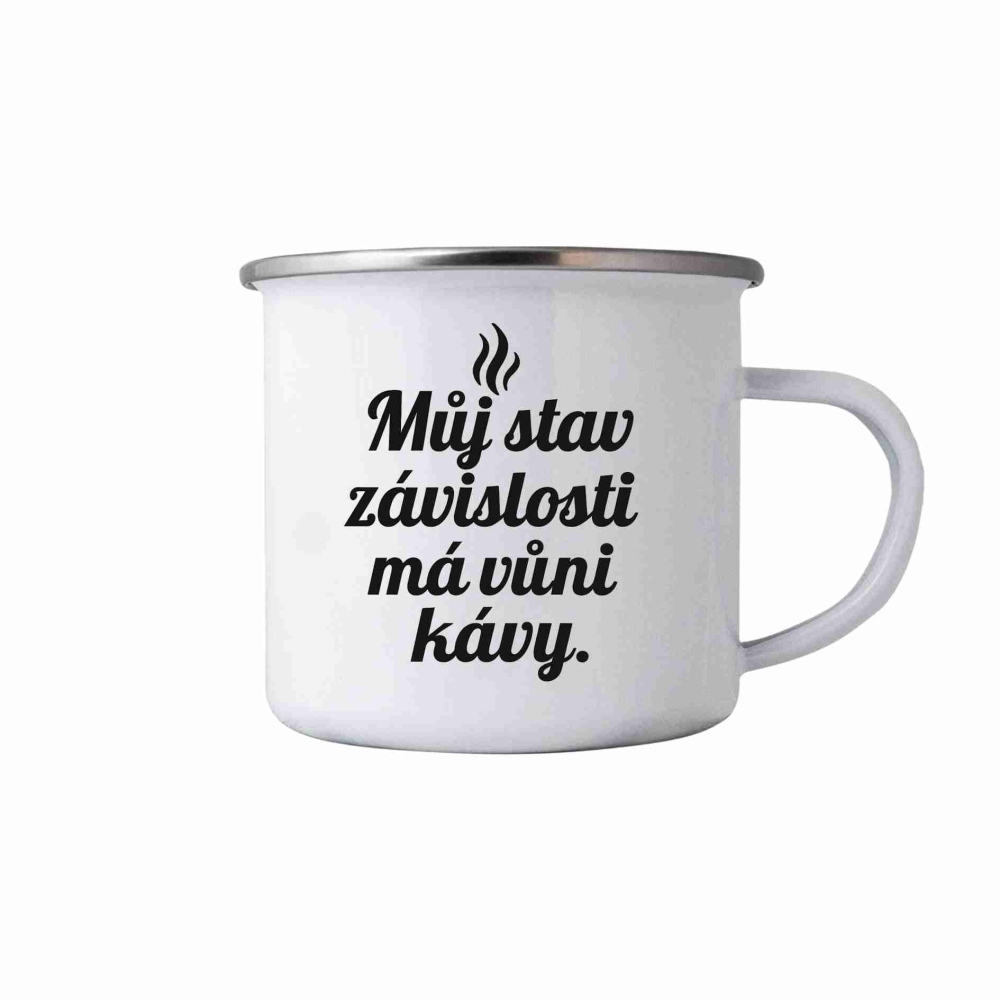 Fehér bádog bögre 380ml képpel - idézet: kávé 2