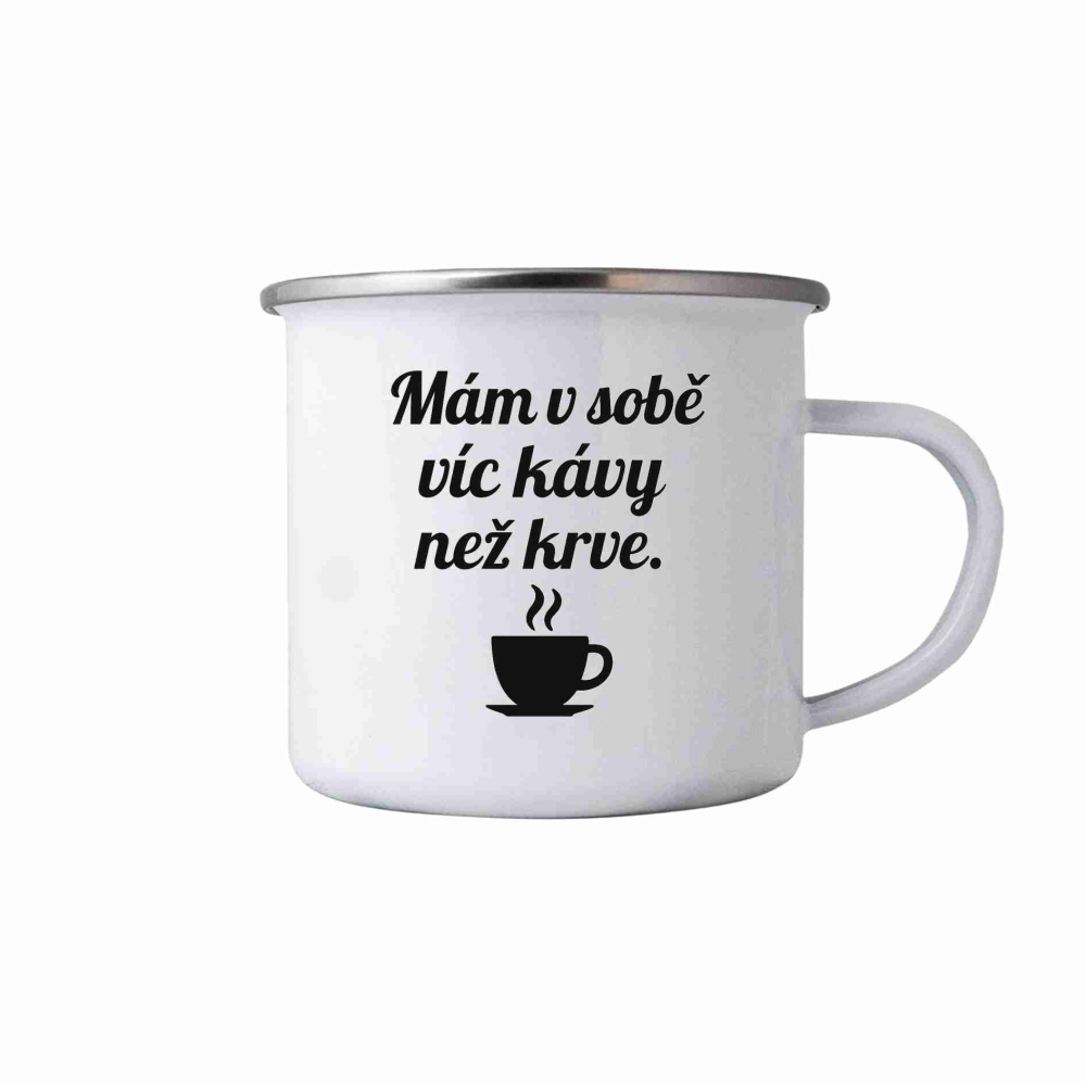 Fehér bádog bögre 380ml képpel - kávé idézet 6