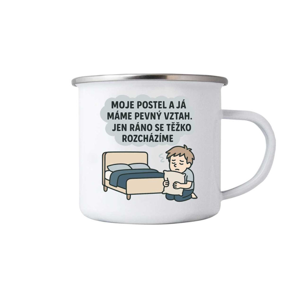 Fehér bádogbögre 380ml képpel - idézet Ágy és én