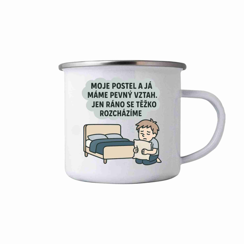 Fehér bádogbögre 380ml képpel - idézet Ágy és én