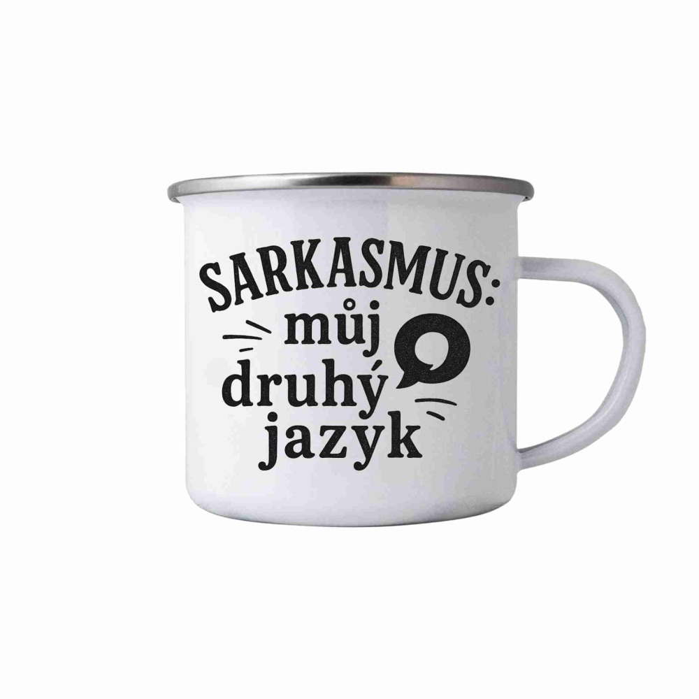 Fehér bádog bögre 380ml képpel - idézet: Szarazmus