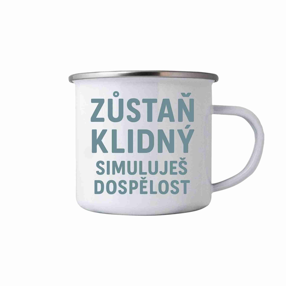 Fehér bádogbögre 380ml képpel - idézet Maradj nyugodt