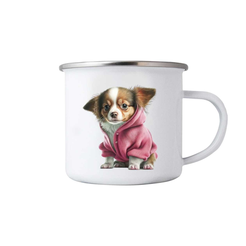 Fehér bögre 380ml képpel - csivava pulóverben