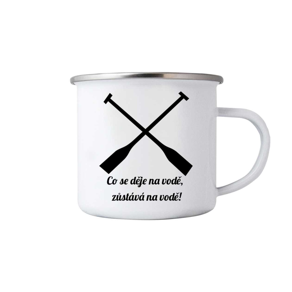 Fehér bádogbögre 380ml képpel - mi történik a vízen