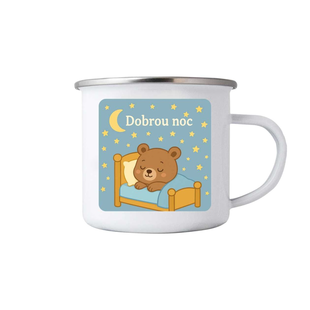 Fehér bádogbögre 380ml képpel - jó éjszakát