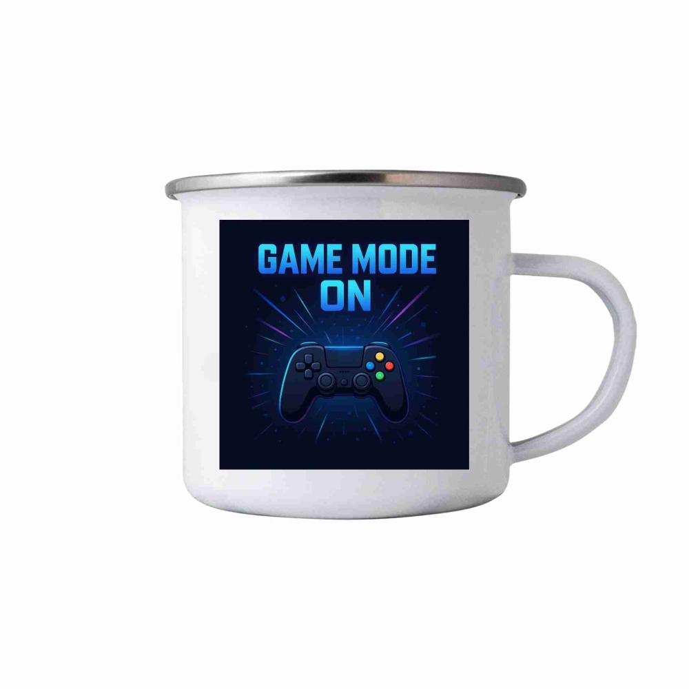 Fehér bádogbögre 380ml képpel - játék mód