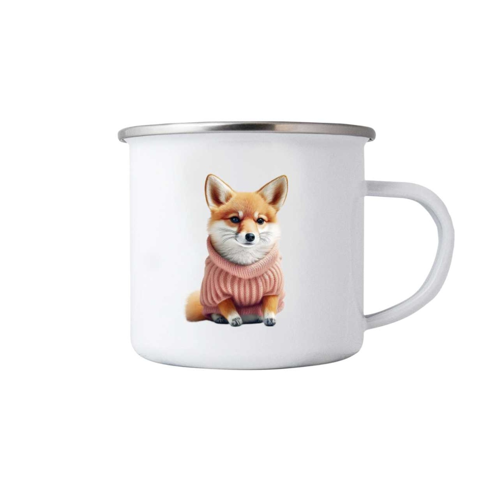 Fehér bögre 380ml képpel - róka pulóverben