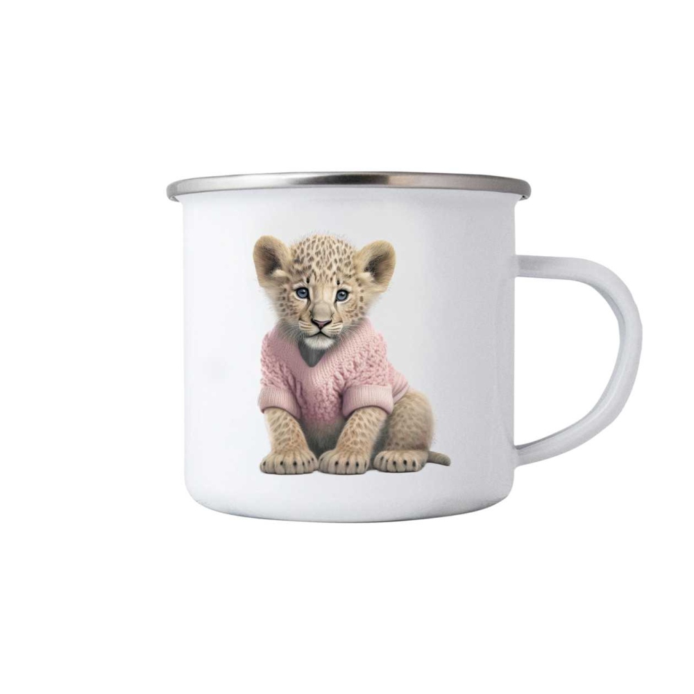 Fehér bögre 380ml képpel - oroszlánkölyök pulóverben