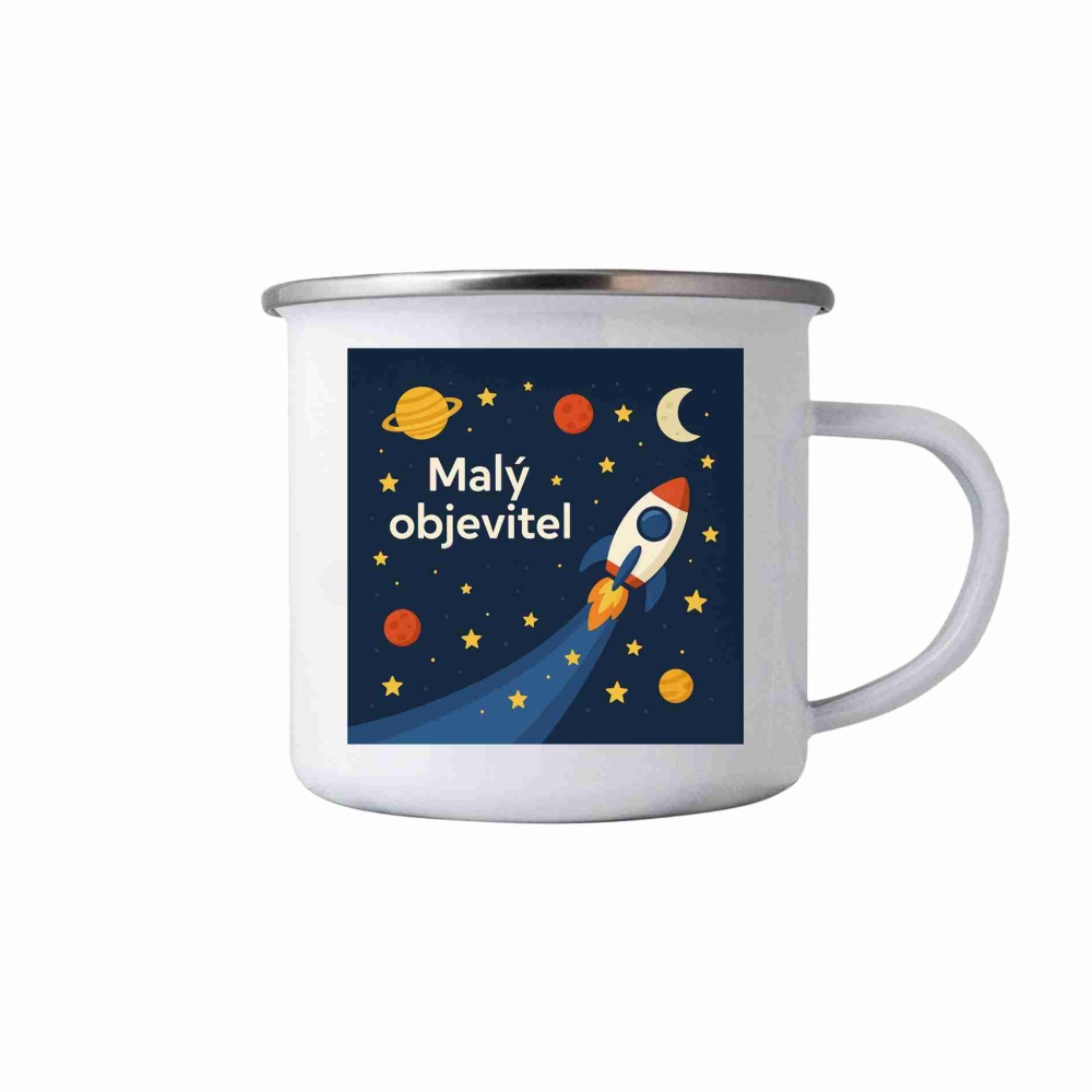 Fehér bádogbögre 380ml képpel - kis felfedező