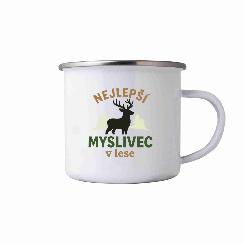 Fehér bádog bögre 380ml képpel - legjobb vadász