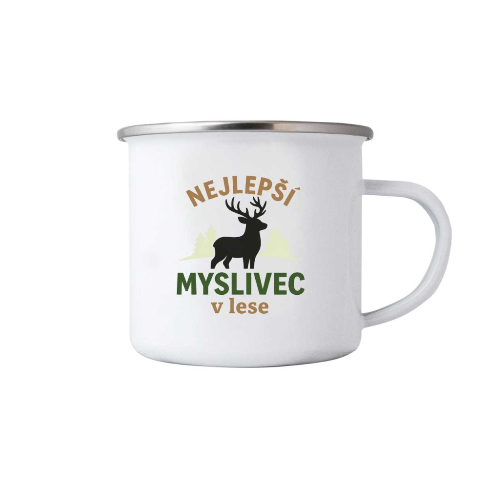 Fehér bádog bögre 380ml képpel - legjobb vadász
